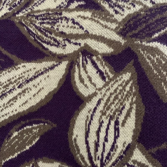 Chicos Purple Leaf Print Cardigan Sweater - Picture 3 of 4